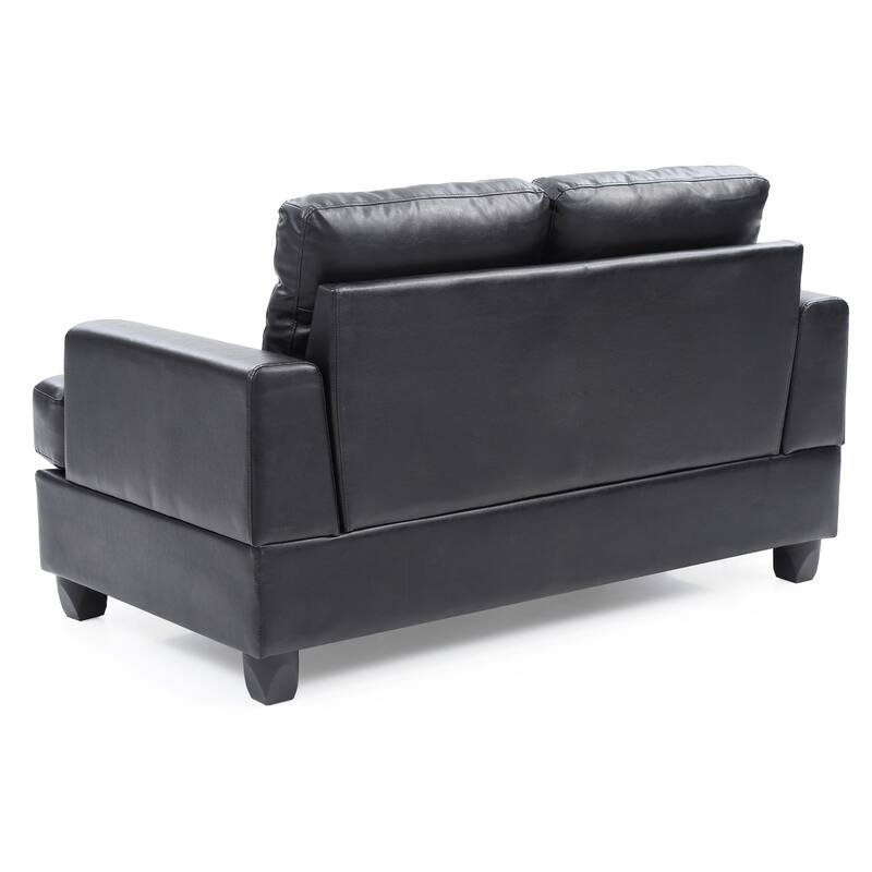 Flared Arm Faux Leather Tufted 6-Panel Straight Sofa - 58" - Black