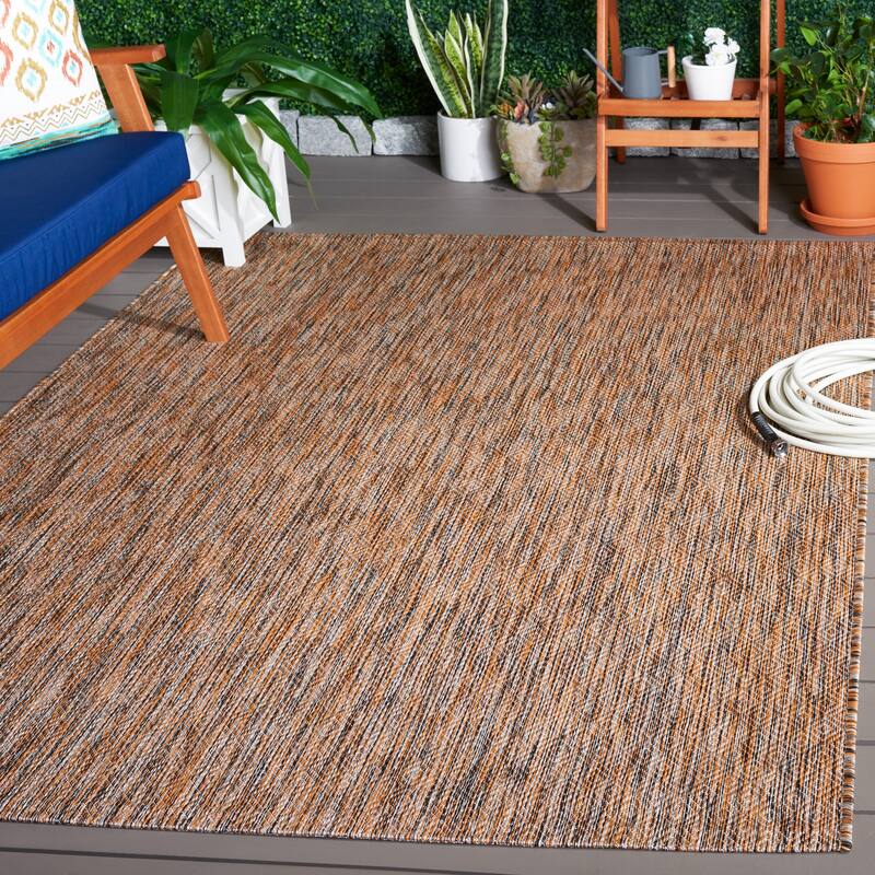 SAFAVIEH Courtyard Janyce Indoor/ Outdoor Waterproof Patio Backyard Rug - 5'3" x 7'7" - Dark Grey/Rust