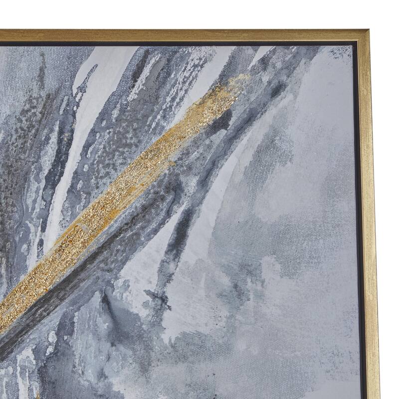 CosmoLiving by Cosmopolitan Gold Canvas Abstract Living Room Framed Wall Art with Gold Frame