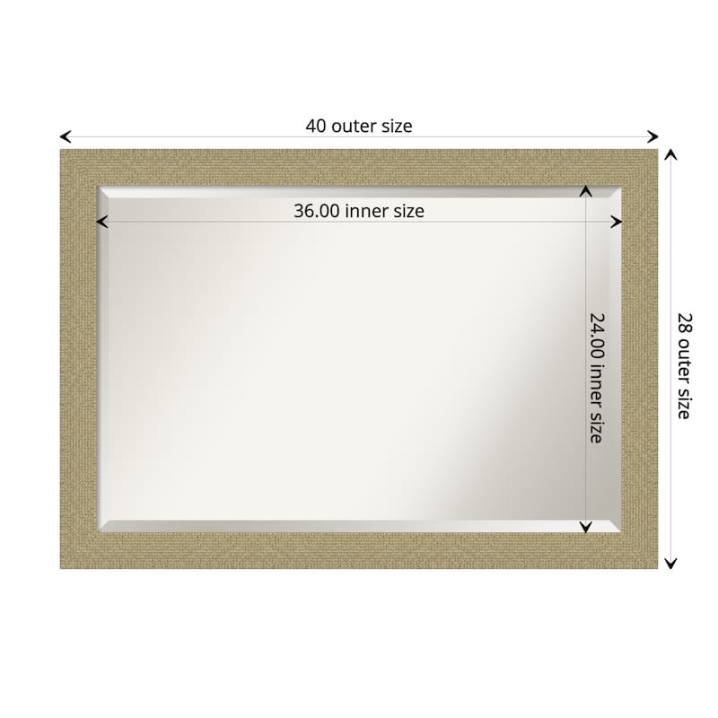 Beveled Bathroom Wall Mirror - Mosaic Gold Frame - Outer Size: 40 x 28 in