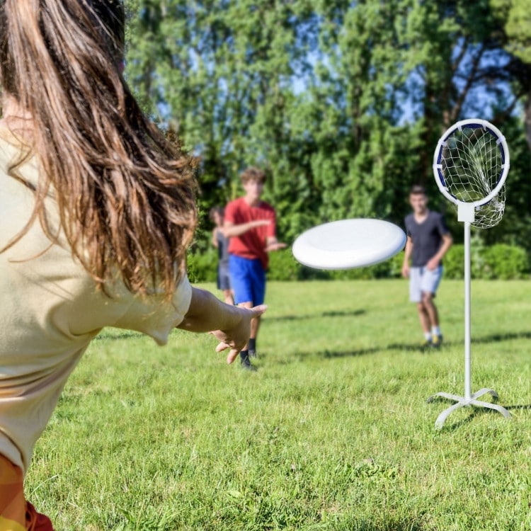 Outdoor Frisbee Toss Target Metal Flying Disc Stand with Storage