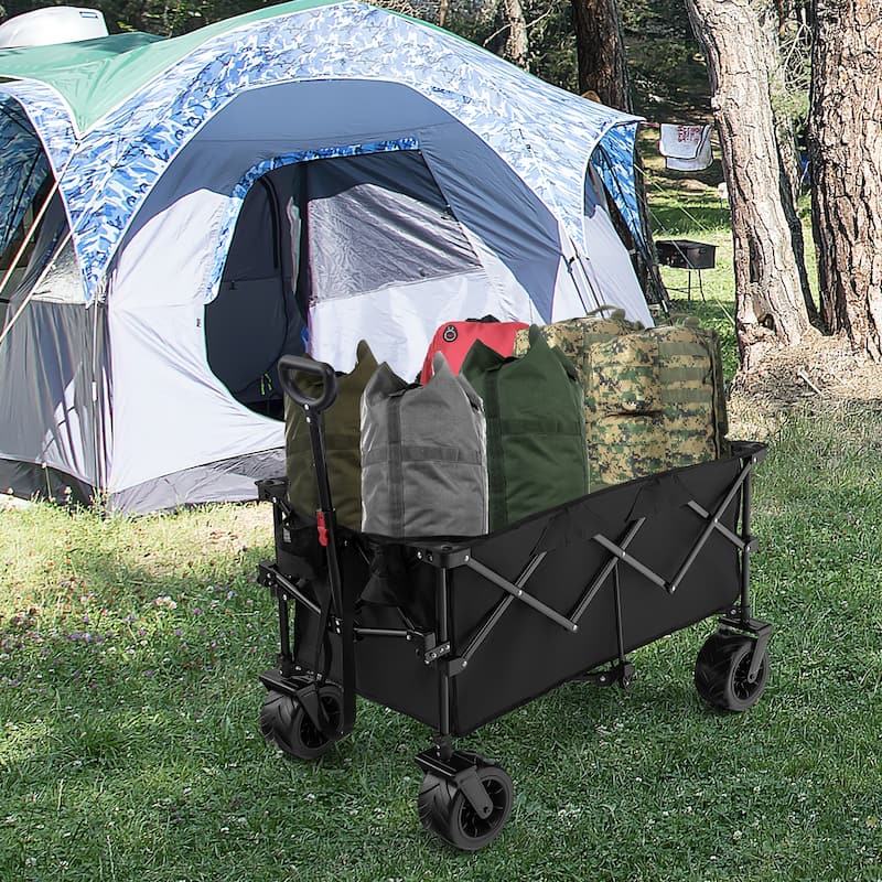 Costway Folding Collapsible Wagon Utility Garden Cart w/ Wide Wheels - See Details