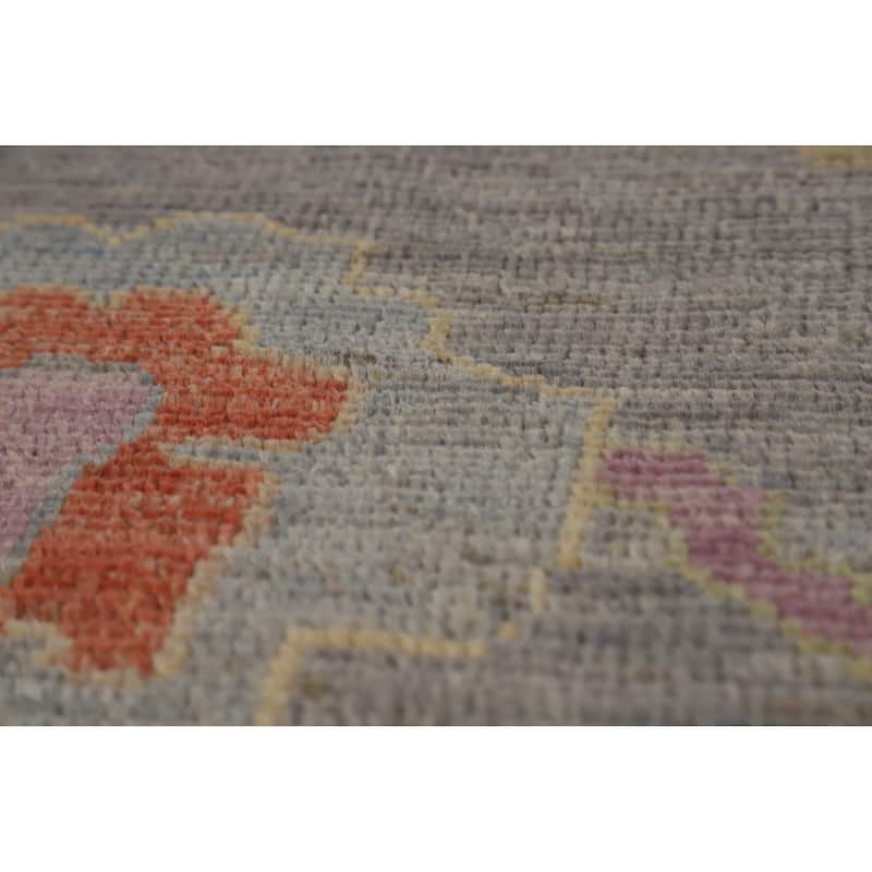 Hand Knotted Oriental 100% Wool Carpet Transitional All-Over Greys & Charcoal Oushak Area Rug - 9' 11'' X 8' 1''