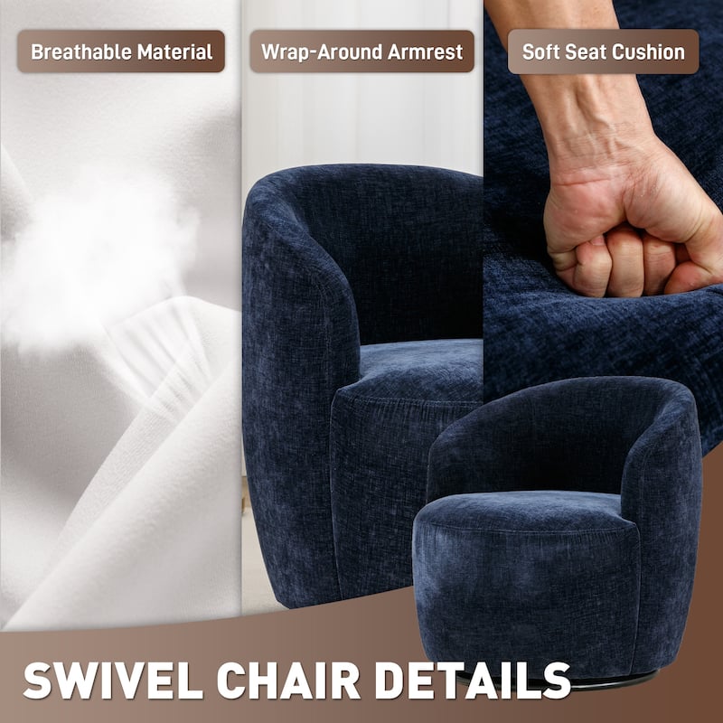 Ouyessir Swivel Barrel Chair Upholstered Armchair (Set of 1)