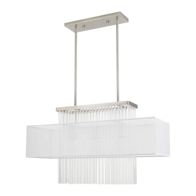 Livex Lighting 3-Light Linear Chandelier, 41143-91 - 30"L x 10"W x 26"-55"Adj. H
