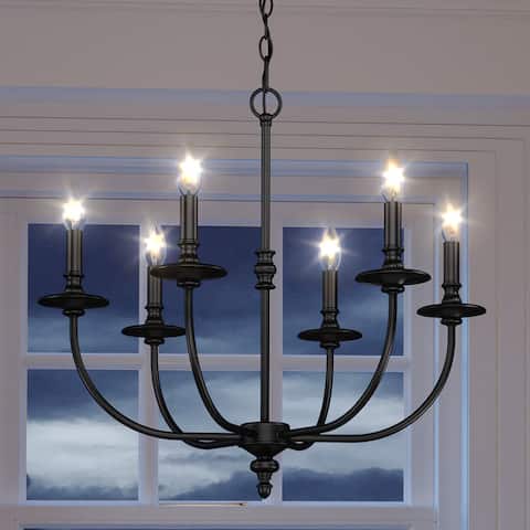 Luxury Cottagecore Chandelier, 24"H x 25"W, with Farmhouse Style, Oil Rubbed Bronze, by Urban Ambiance