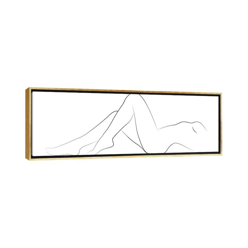 iCanvas "Woman Laying Down" by Blek Prints Framed Canvas Print - 20x60 - Gold