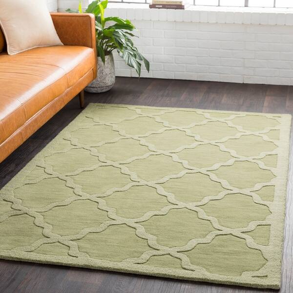 slide 2 of 58, Hand-Woven Amy Tone-on-Tone Lattice Wool Rug - 3' x 5'