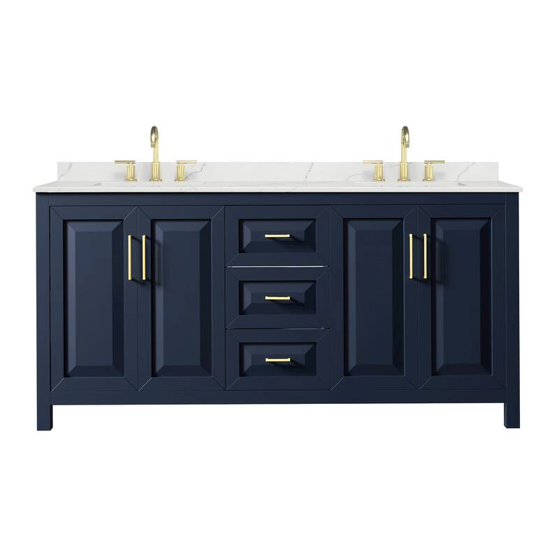 Daria 72-inch Double Vanity, 3 Hole Quartz Top