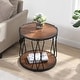 preview thumbnail 15 of 14, Round Wood Frame Side Table Coffee End Table Antique Black/Gold Living Room Bedroom 22 in. W X 22 in. L X 20.5 in. H - Black - Veneer