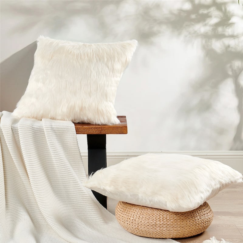 Chevron Shaggy Lamb FauxFur Pillow Cover (Set of 2), NO INSERT