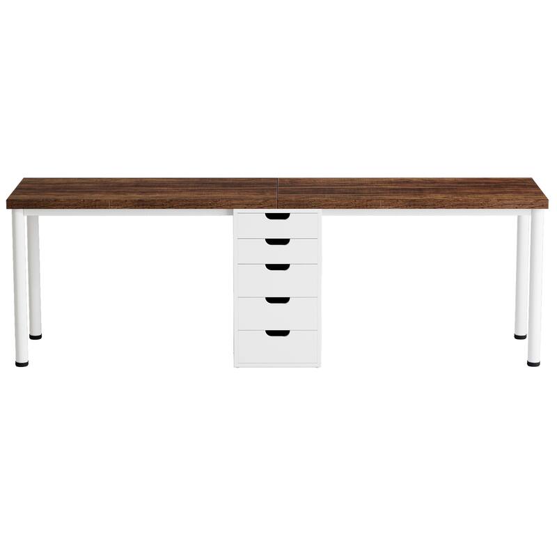 78.7 Inches Computer Desk with 5 Drawers, Two Person Office Des