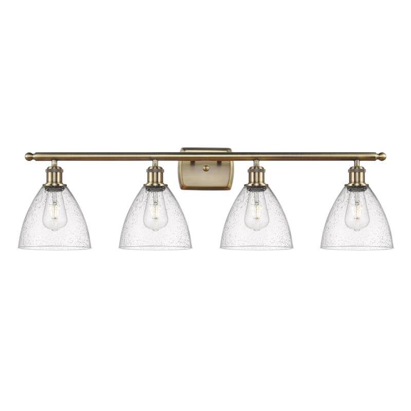Innovations Lighting 516-4W-12-38 Bristol Vanity Bristol Glass 4 Light - Antique Brass / Seedy
