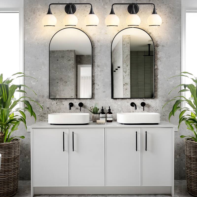 Modern Vanity Lights Dimmable Bathroom Light Fixtures with Glass Shade