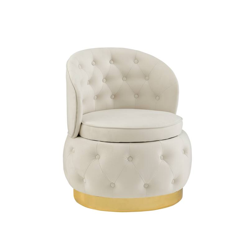 25.2" Velvet Swivel Barrel Chair with Storage