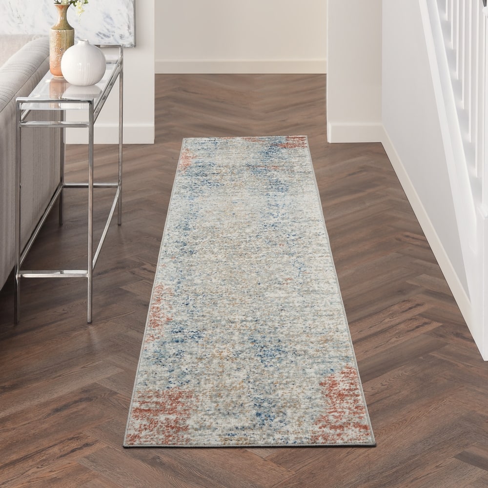 Nourison Concerto Abstract Distressed Ivory Multicolor Area Rug