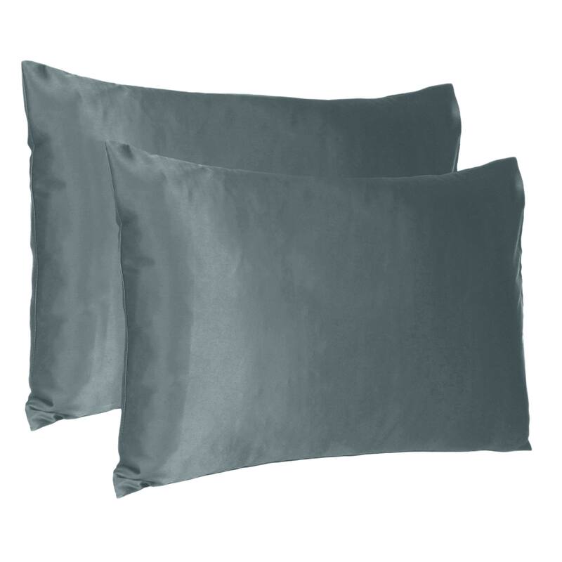 HomeRoots Gray Dreamy Set Of 2 Silky Satin Queen Pillowcases - Grey - 20' X '30' X '1