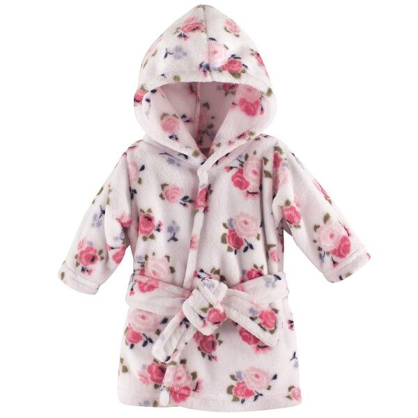 slide 1 of 1, Luvable Friends Baby Girl Plush Bathrobe, Floral, 0-9M - Floral - 0-9 Months 0-9 Months - Floral