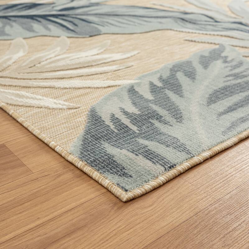 Sevita Botanical Textured Contemporary Indoor/Outdoor Area Rug