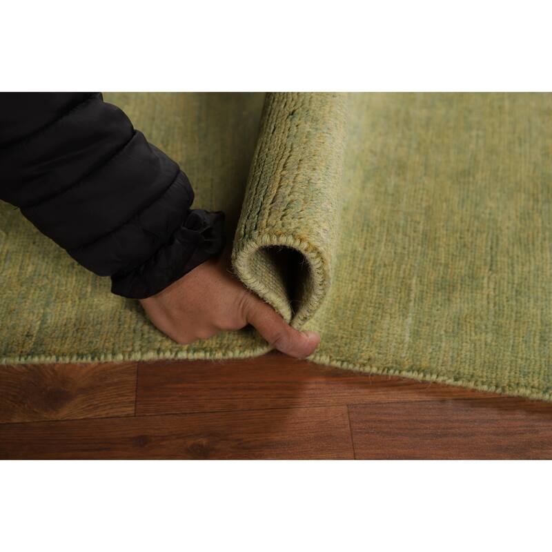 Light Green Modern Gabbeh Oriental Area Rug Handmade Wool Carpet - 4'11" x 6'7"