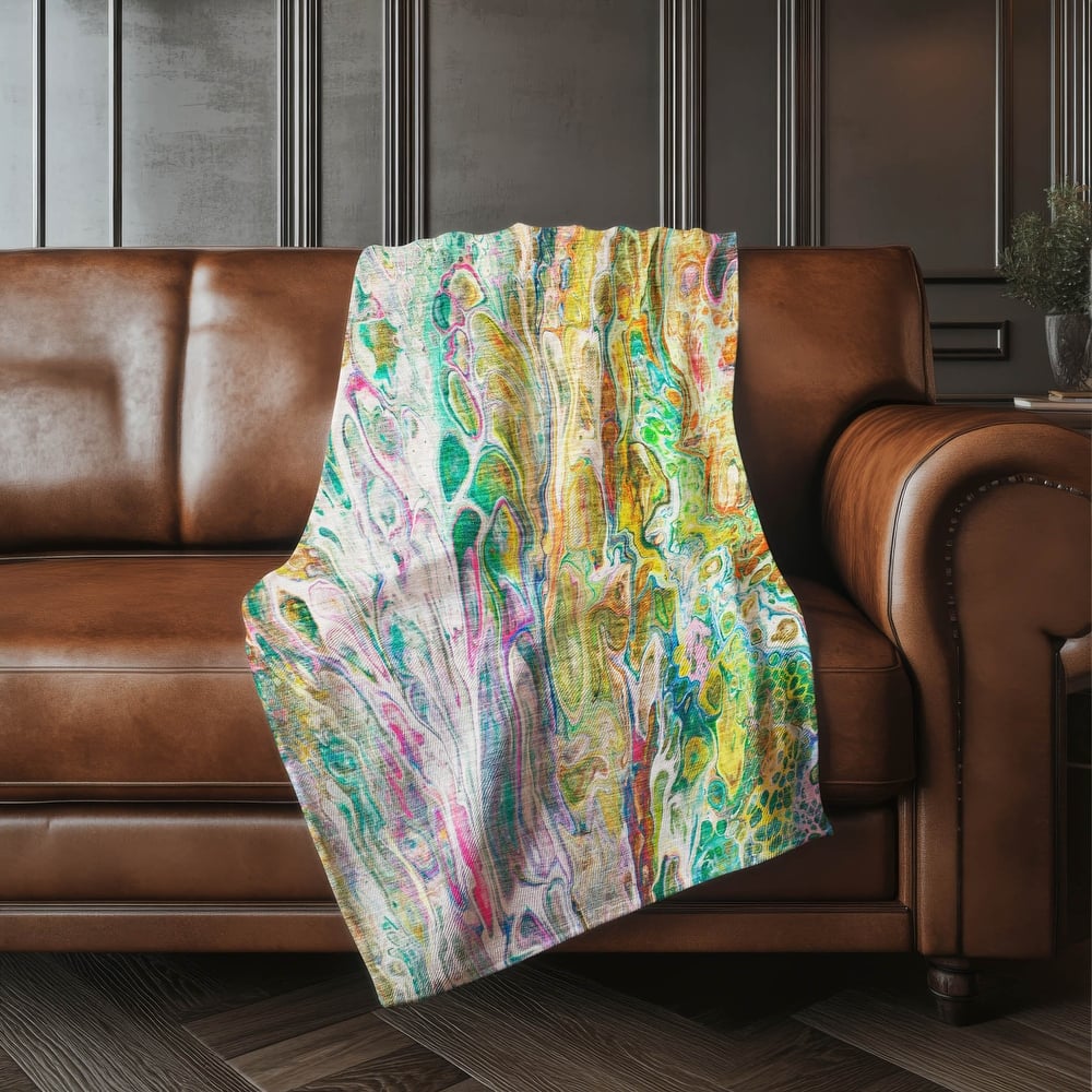 Premium Machine Washable Abstract Watercolor Sherpa Throw Blanket