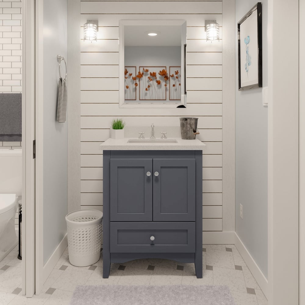 KitchenBathCollection Abbey 30" Bathroom Vanity with Quartz Top