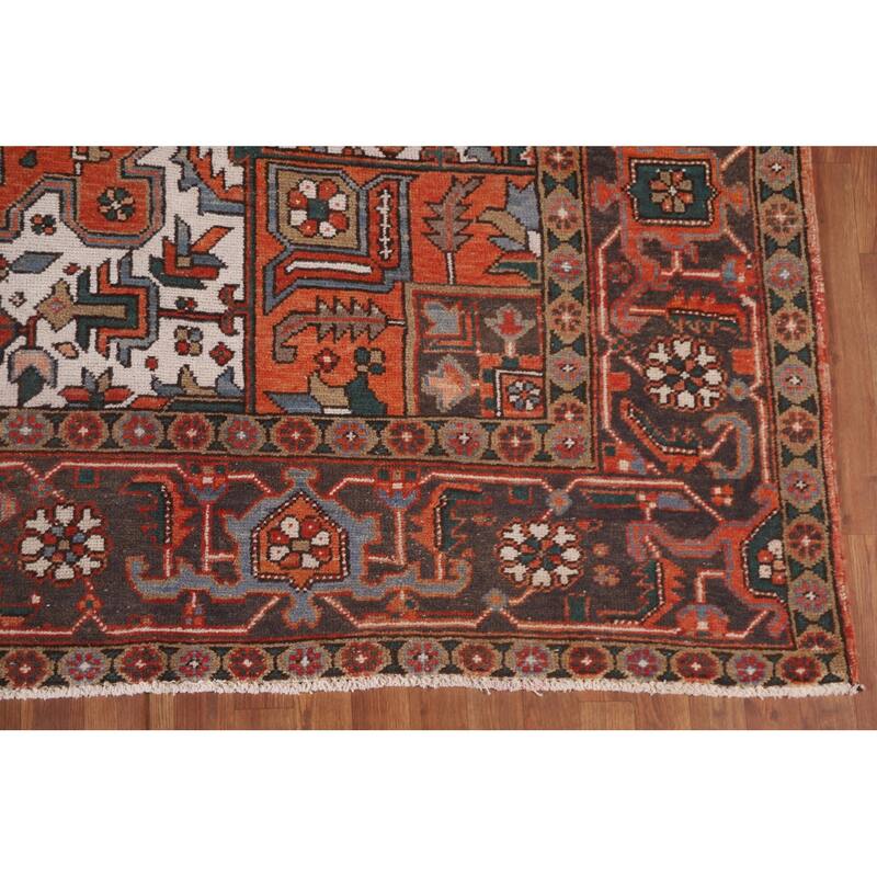 Hand Knotted Oriental 100% Wool Carpet Traditional Medallion Red Heriz Area Rug - 12' 8'' X 9' 9''