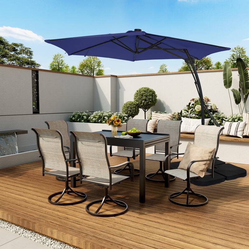 Clihome 10ft Outdoor Patio Cantilever Umbrella with LED Lights