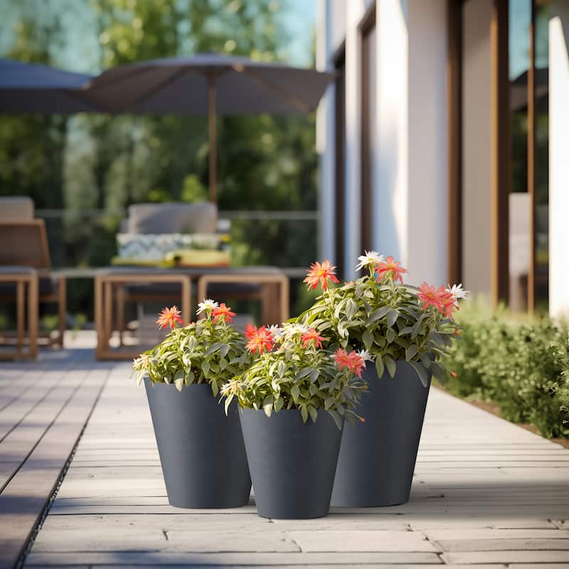 Tall Concrete Round Plant Pots / Large Indoor and Outdoor flower Planters