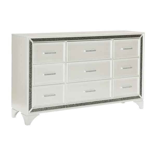 Metallic Finish Dresser 1pc 9 Drawers Silver Glitter Trim Modern Bedroom  Furniture - Bed Bath & Beyond - 39393469