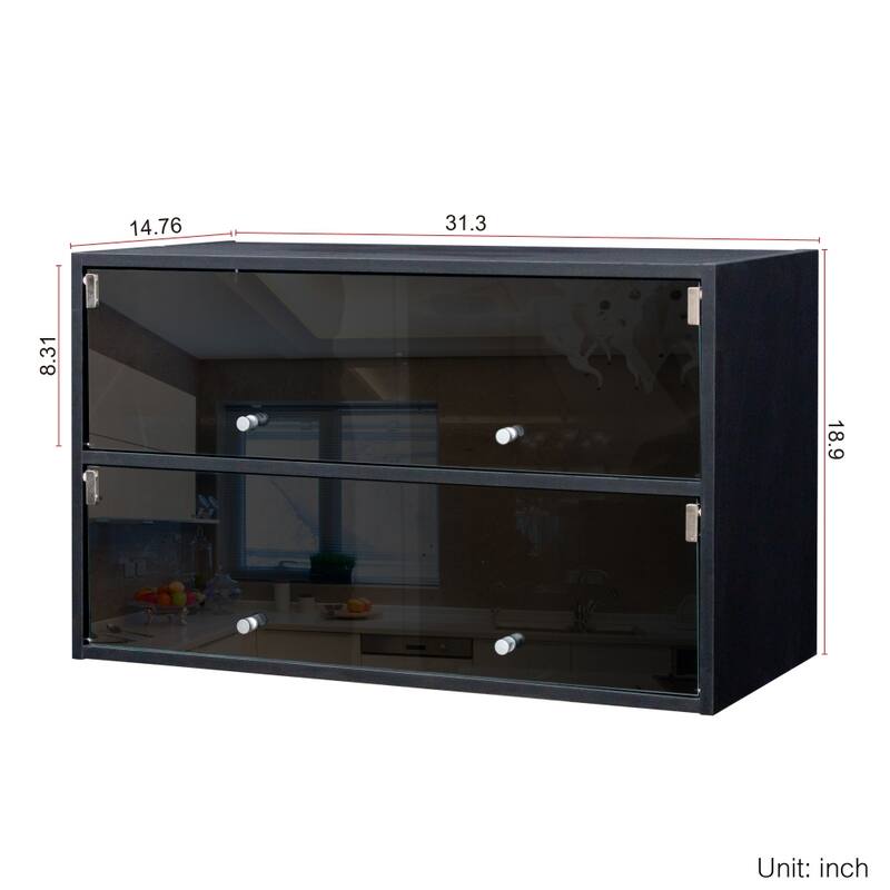 31.3 in. W Glass Door Shoe Box, Storage Cabinet With RGB Led Light
