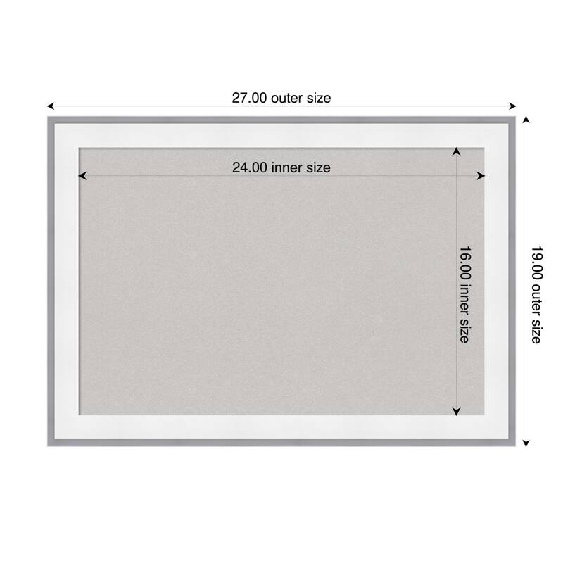 Maya White Silver Framed Cork Board - Bulletin Board, Organization Board, Pin Board - Grey - 27 x 19 in