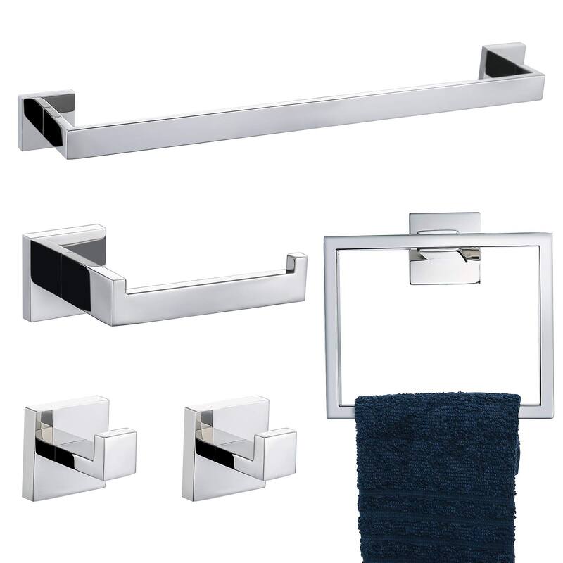 Topcraft Wall Mounted Stainless Steel Bathroom Accessory Set of 5 - Chrome
