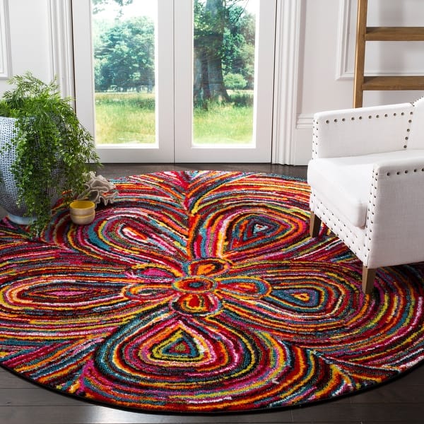 slide 2 of 12, SAFAVIEH Aruba Mintie Boho Abstract Rug 3' Round - Multi - Round