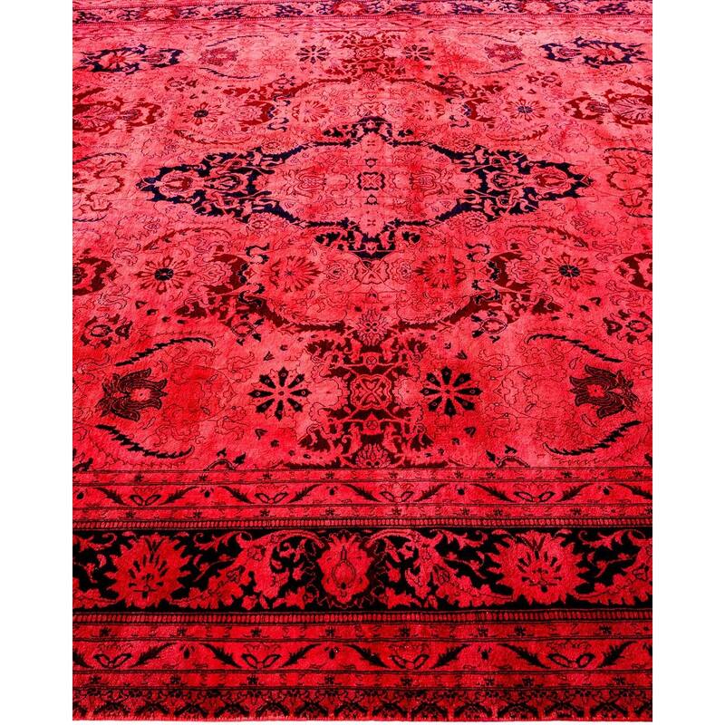 Overton Hand Knotted Wool Vintage Inspired Modern Contemporary Overdyed Pink Area Rug - 8' 0" x 10' 4"