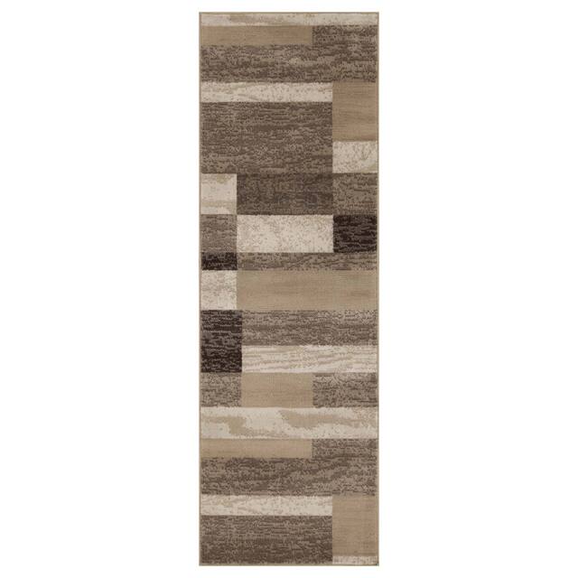 Miranda Haus Geometric Modern Patchwork Polypropylene Indoor Area Rug