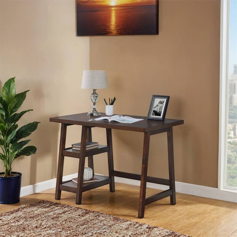 Contemporary Wood Writing Desk with Storage