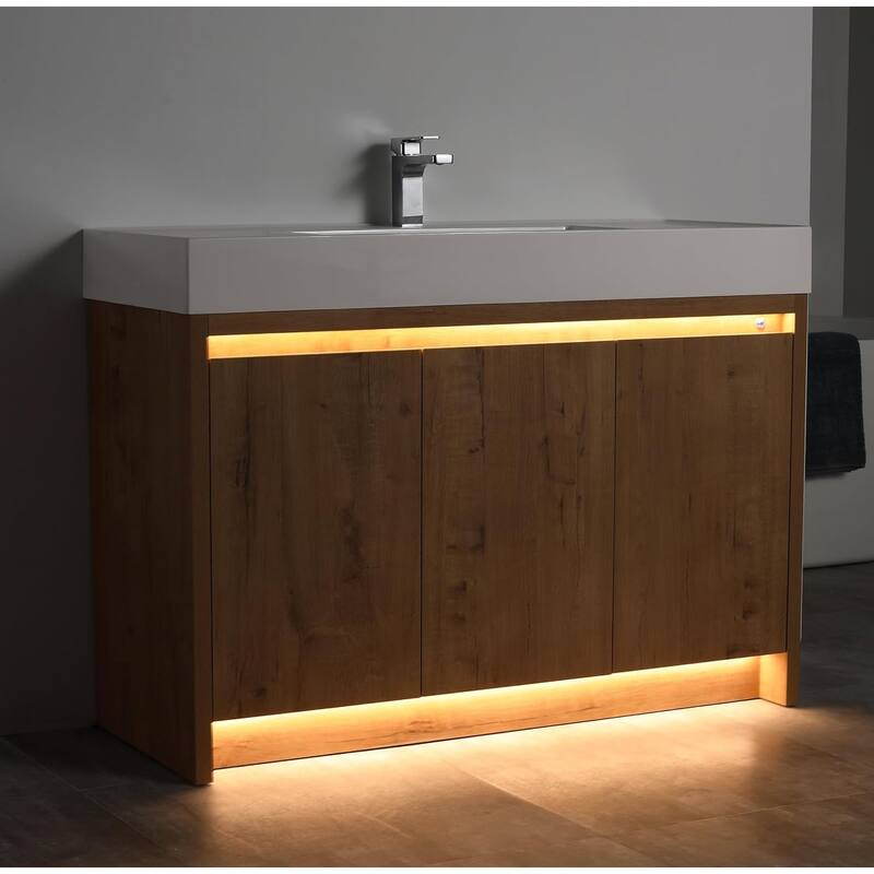 Blossom 48" All Wood Freestanding Bathroom Vanity with Acrylic Sink