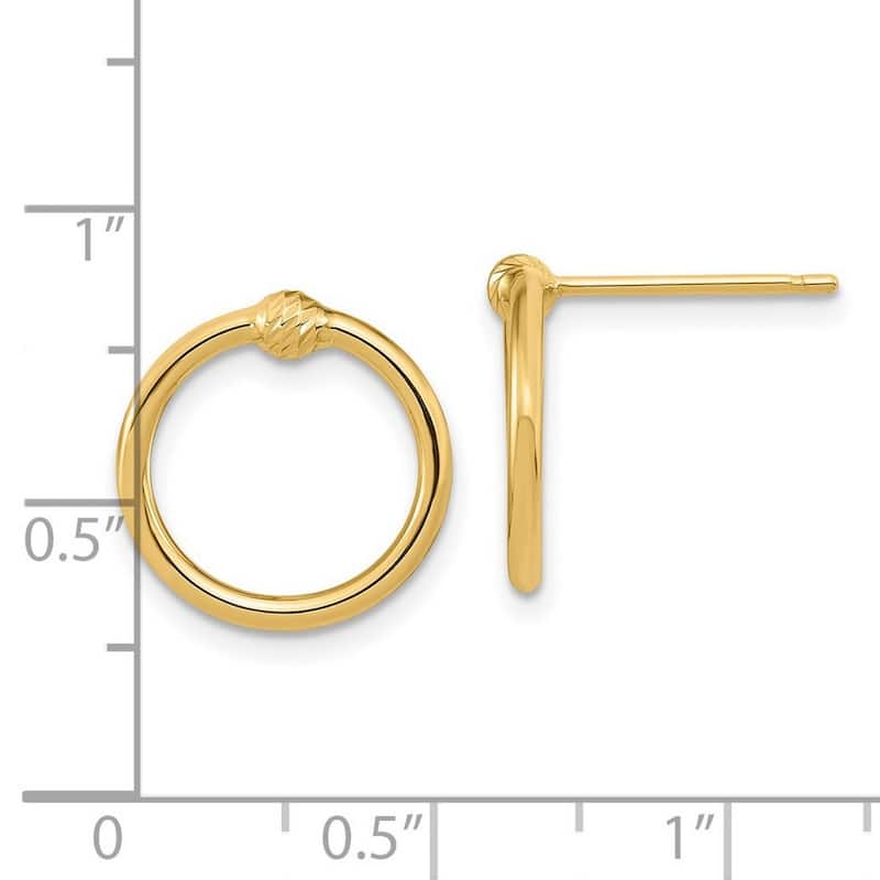 Curata 14k Yellow Gold Textured Circle Post Earrings 14.6x14.45mm