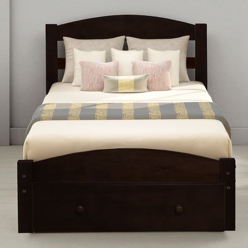 Twin Bed Frame with Storage Drawer, Wood Slats and No Box Spring Required
