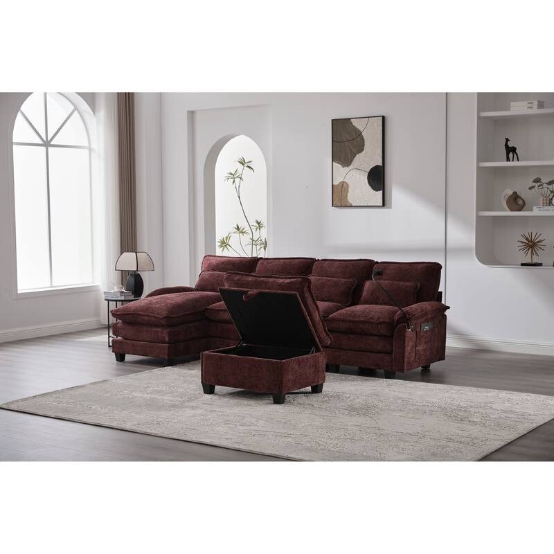 GDFStudio - Lara 106" U Shape Sectional Sofa Cloud Couch for Living Room