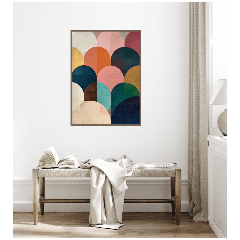 Kate and Laurel Sylvie Minimalist Geometric Abstract Jewel Tone Framed Canvas by The Creative Bunch Studio