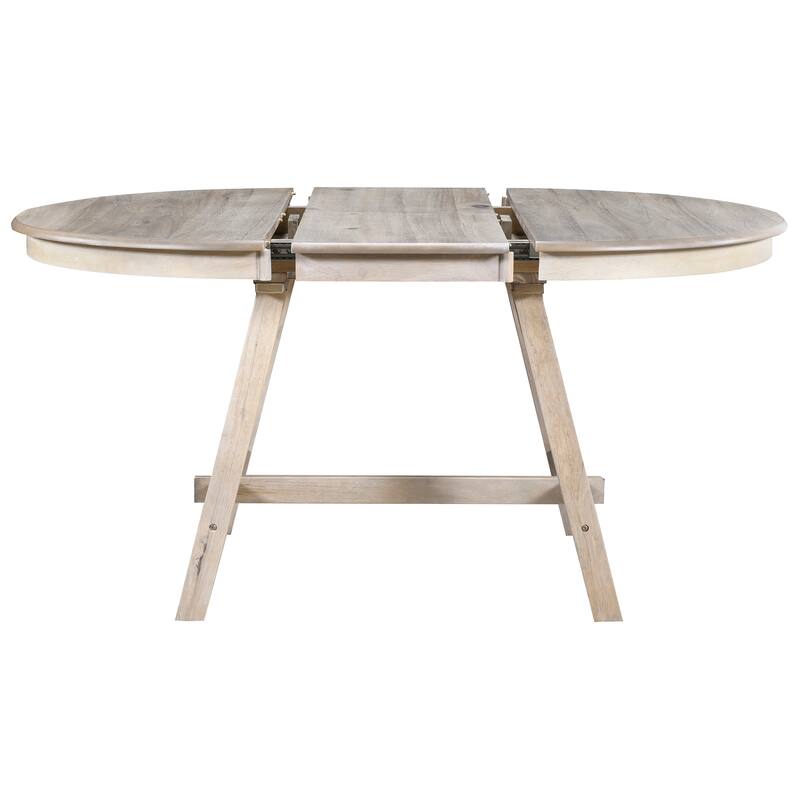 Wood Dining Table Extends From 41.4 " to 56.6", Round Dining Table with Hidden Flip Leaves, Kitchen Table with Rubber Wood Legs