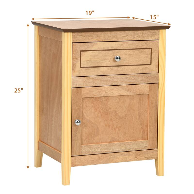 Costway 2PCS Nightstand with Drawer Accent Side End Table Storage