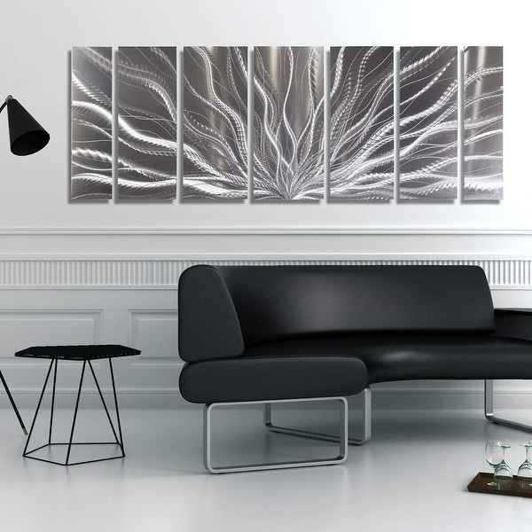 Statements2000 Modern 3D Metal Wall Clock Art Abstract Silver Decor Jon Allen 