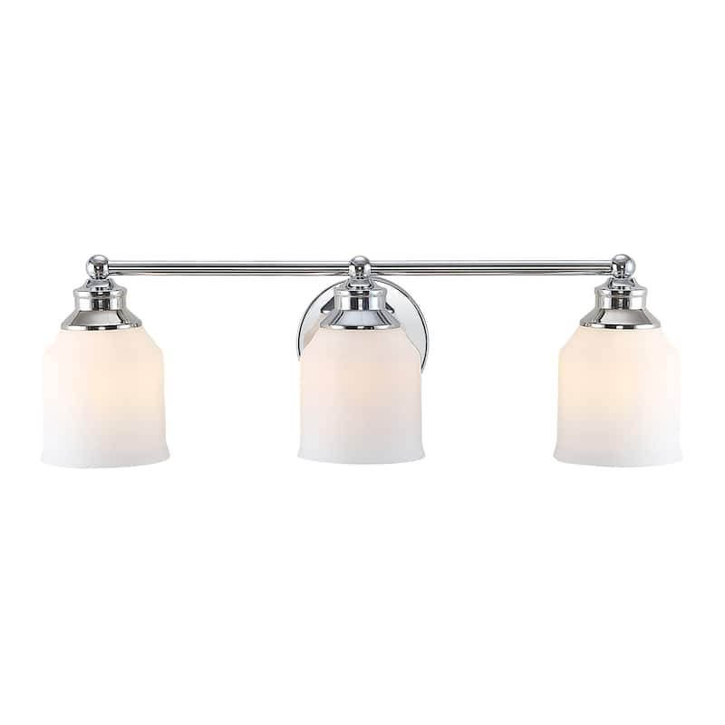 Jayne Iron/Frosted Glass Farmhouse Cottage LED Vanity Light, by JONATHAN Y