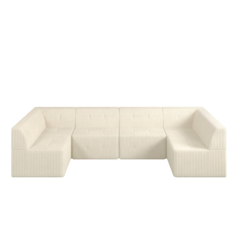Modern Minimalist Modular Sectional Sofa with Terrycloth Upholstery and Wide Foam Seating for Living Room and Guest Room
