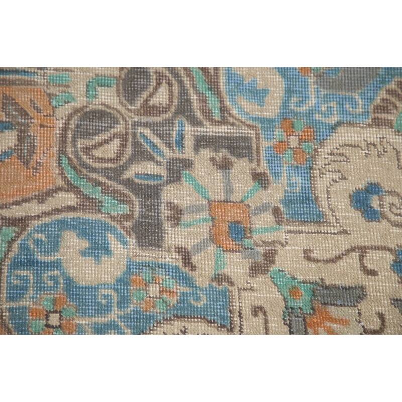 Hand Knotted Oriental 100% Wool Carpet Traditional Floral Beige & Ivories Tabriz Area Rug - 12' 11'' X 9' 6''