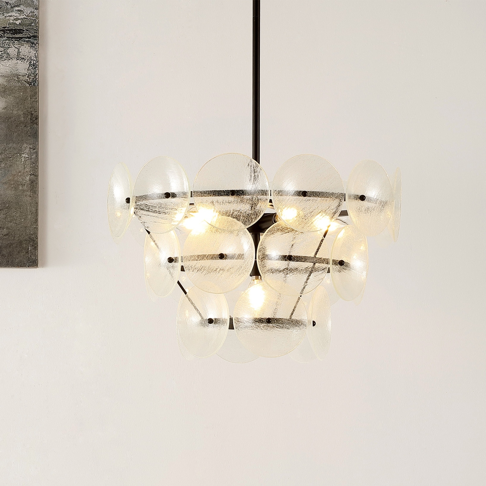 SAFAVIEH Lighting Sjouk Chandelier - 21" W x 21" D x 17" H - Black/Clear
