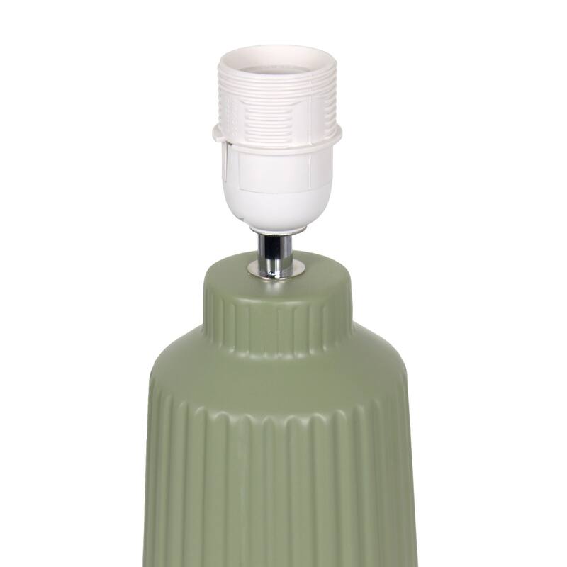Vertical Grooved Ceramic Table Lamp with Drum Shade - 16" - Olive Green